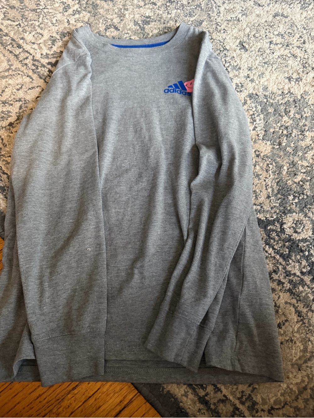 adidas Gray Crewneck Sweatshirt with Blue Logo Accent